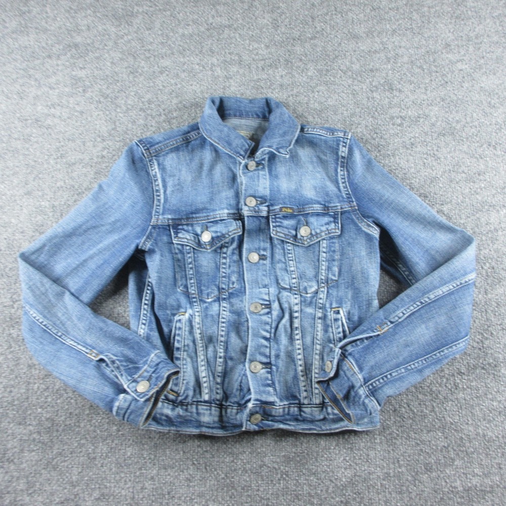 Polo Ralph Lauren Jacket Boys L Blue Denim Trucker Button Front Pockets